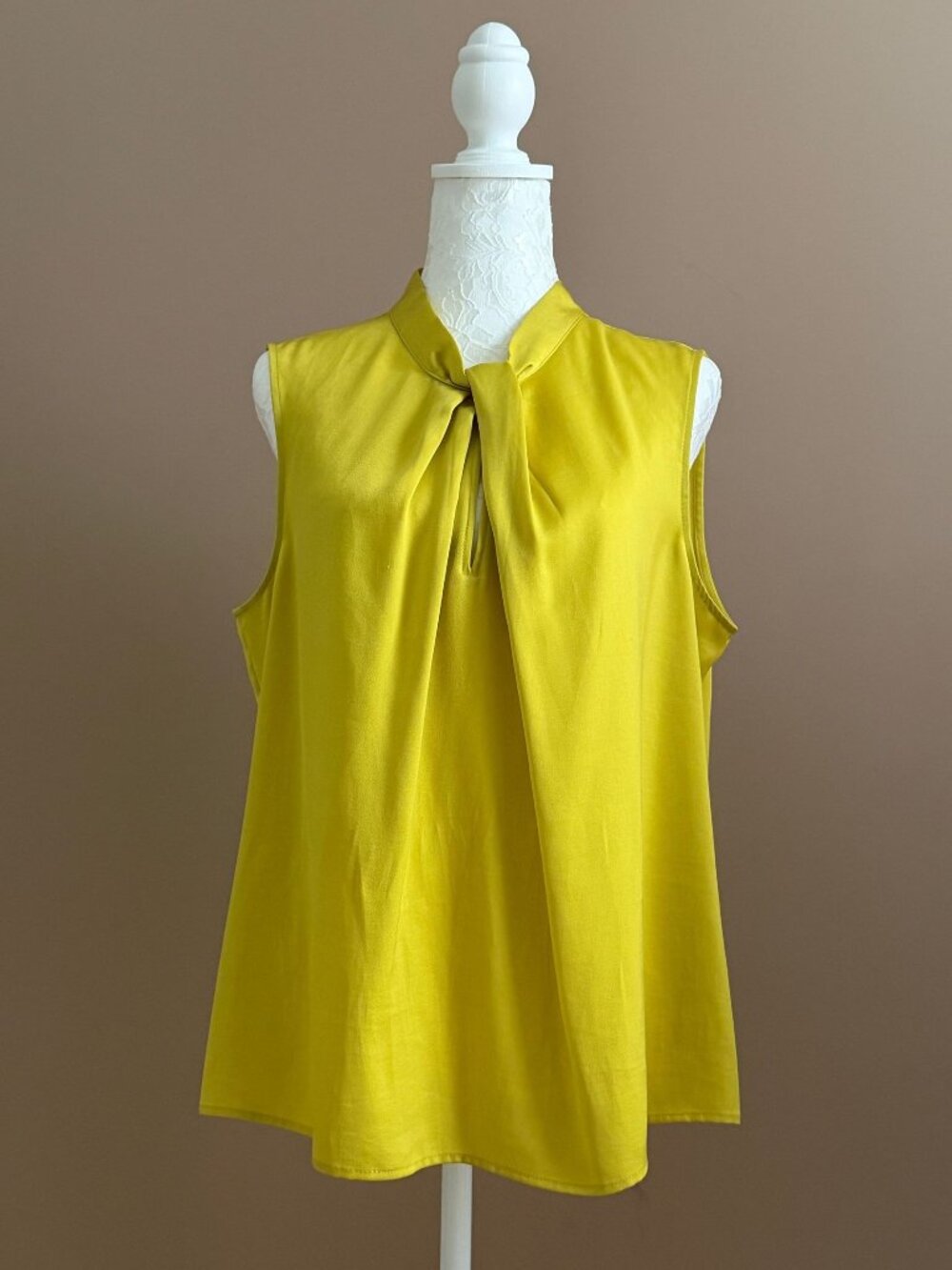 DKNY yellow silk blouse Size XL